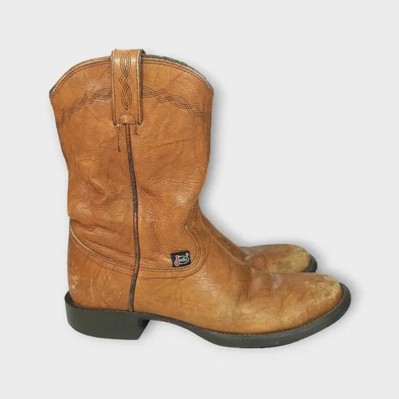 Men's Soft Leather Justin Boots Tan L4608 Size 7B - Picture 6 of 11